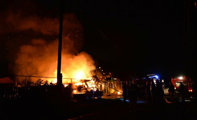Ночью в Новодмитриевке сгорела баня