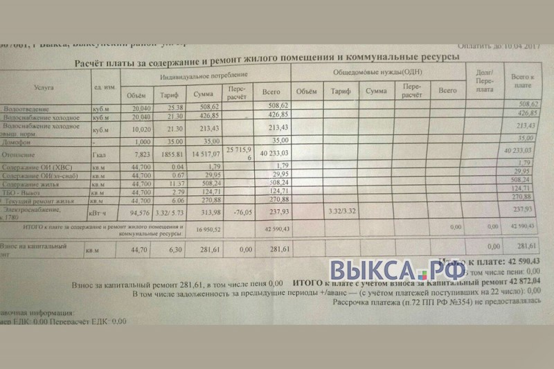 Квитанция за ЖКХ на 42872 рубля — такого вы еще не видели