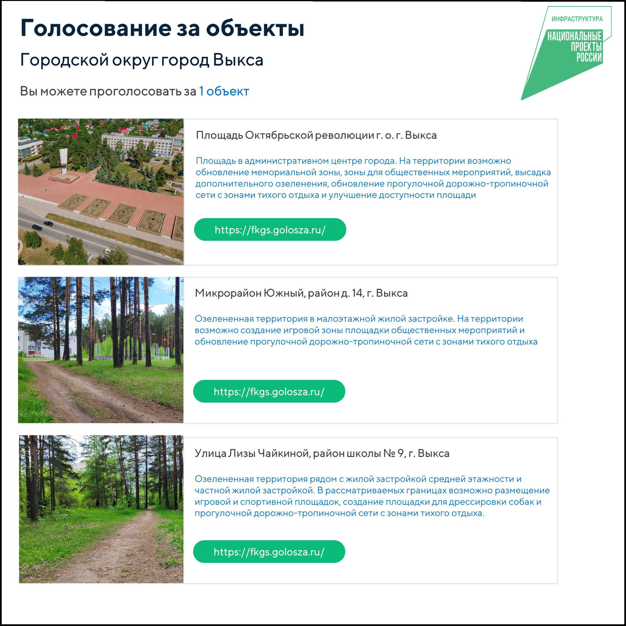 Продолжается голосование за преображение Выксы в рамках программы «Формирование комфортной городской среды»