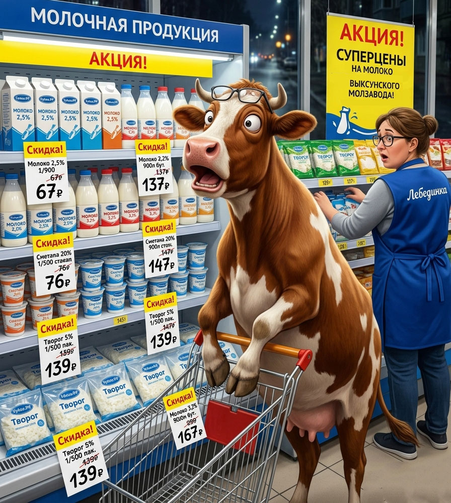 🥛 Акция в магазине «Лебединка»: скидки на молочную и мясную продукцию в мкр. Жуковского